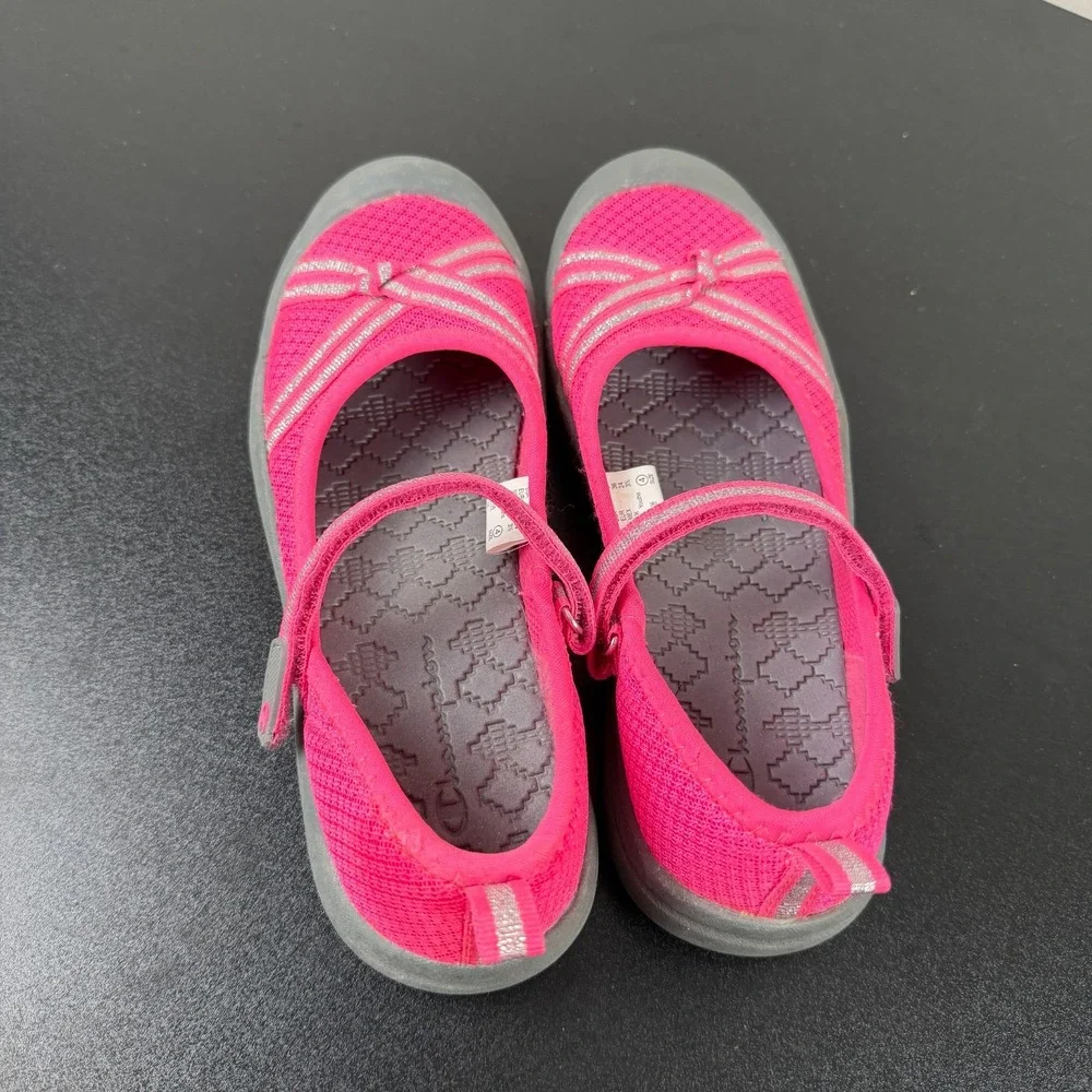 Champion Mary Jane Flats Girls 4 Pink Comfort Athletic Round-Toe School Casual
